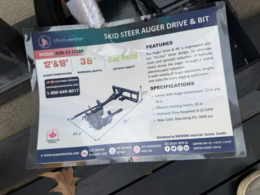 Wolverine Skid Steer Auger and Bit